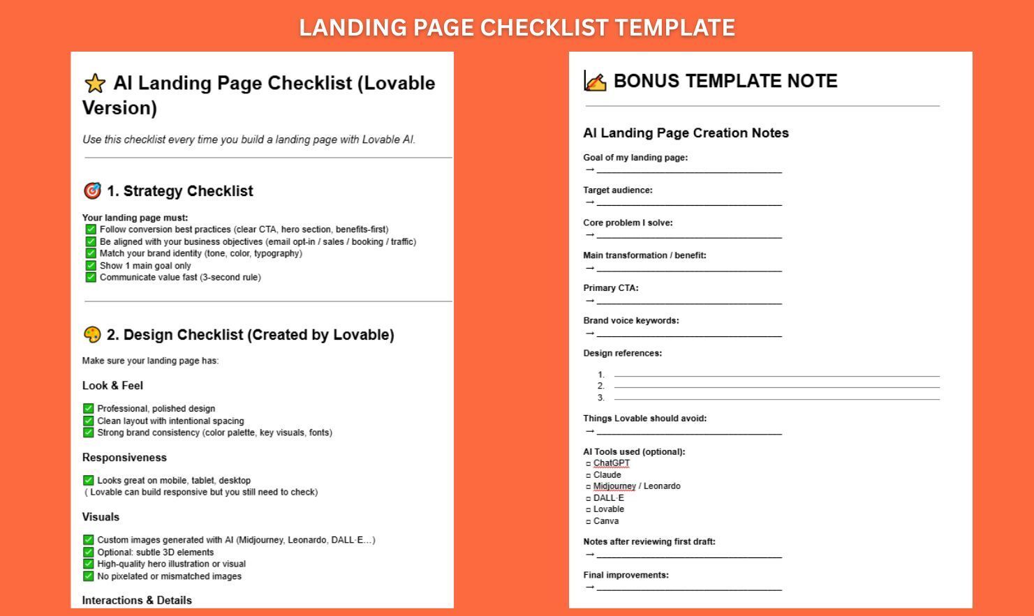 landing-page-checklist-template