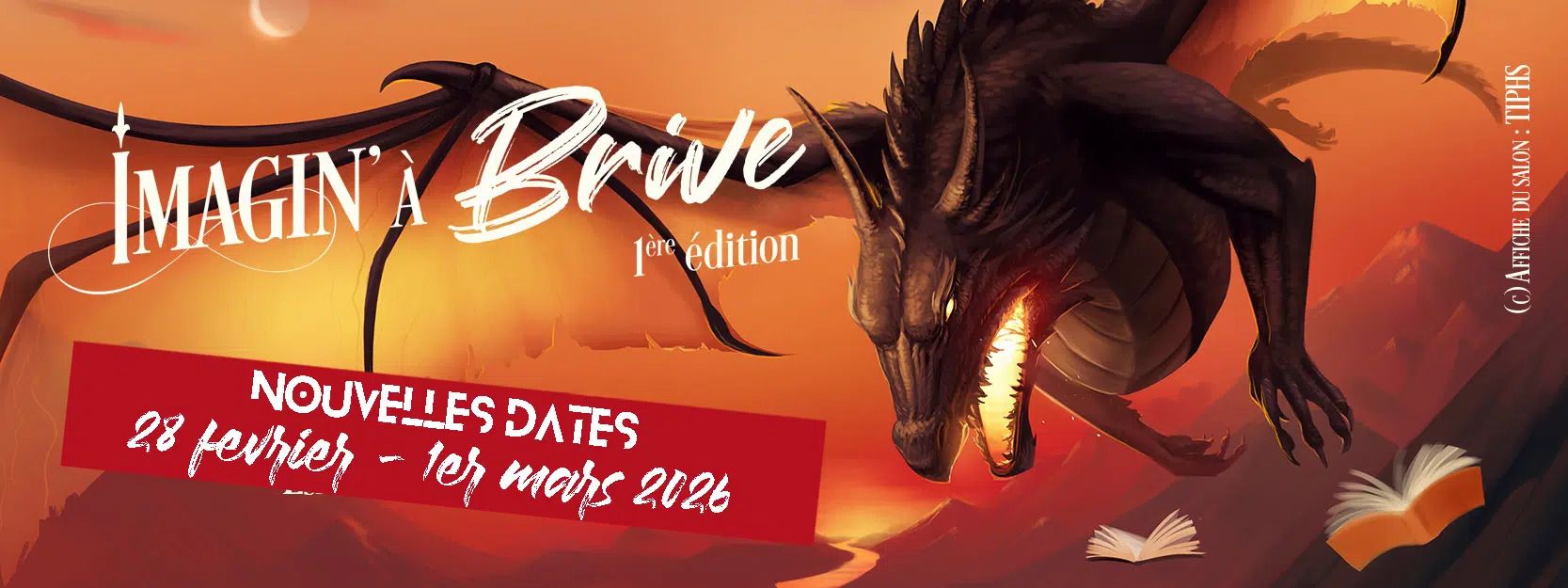 Affiche orangée avec un dragon