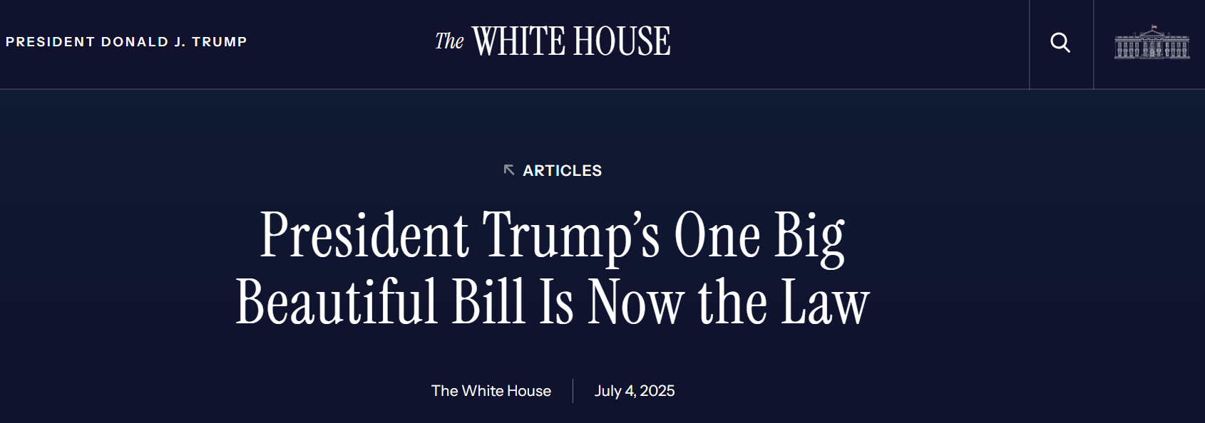 snip from White House Website