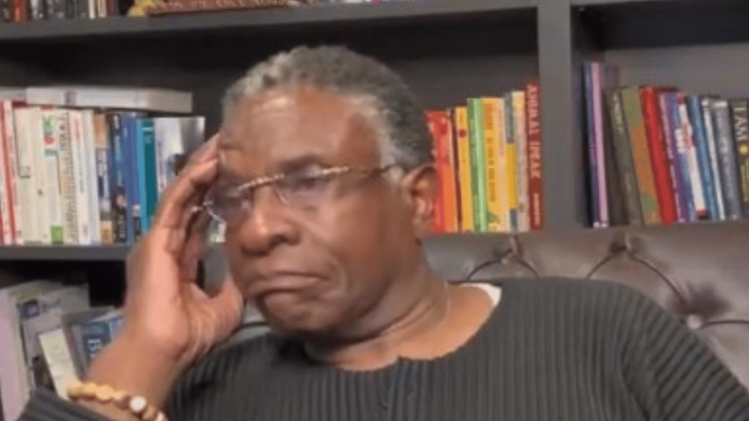Image shows actor Keith David right before hearing his name as a Hollywood Walk of Fame awardee.