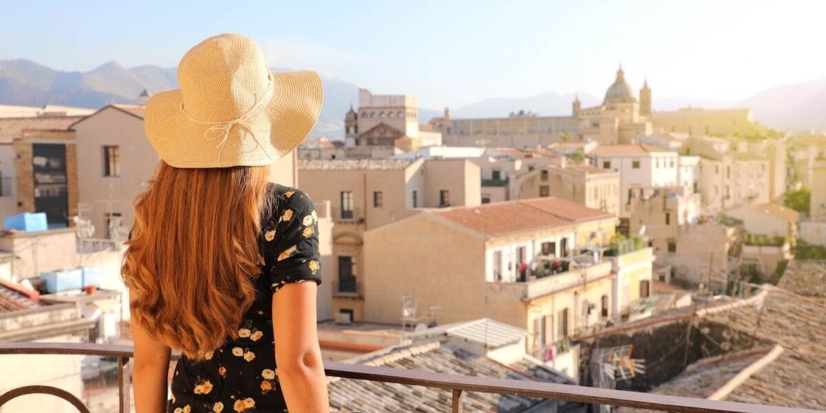 girl looking out over Italy