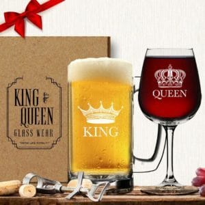 King Beer Queen Wine Glass Set