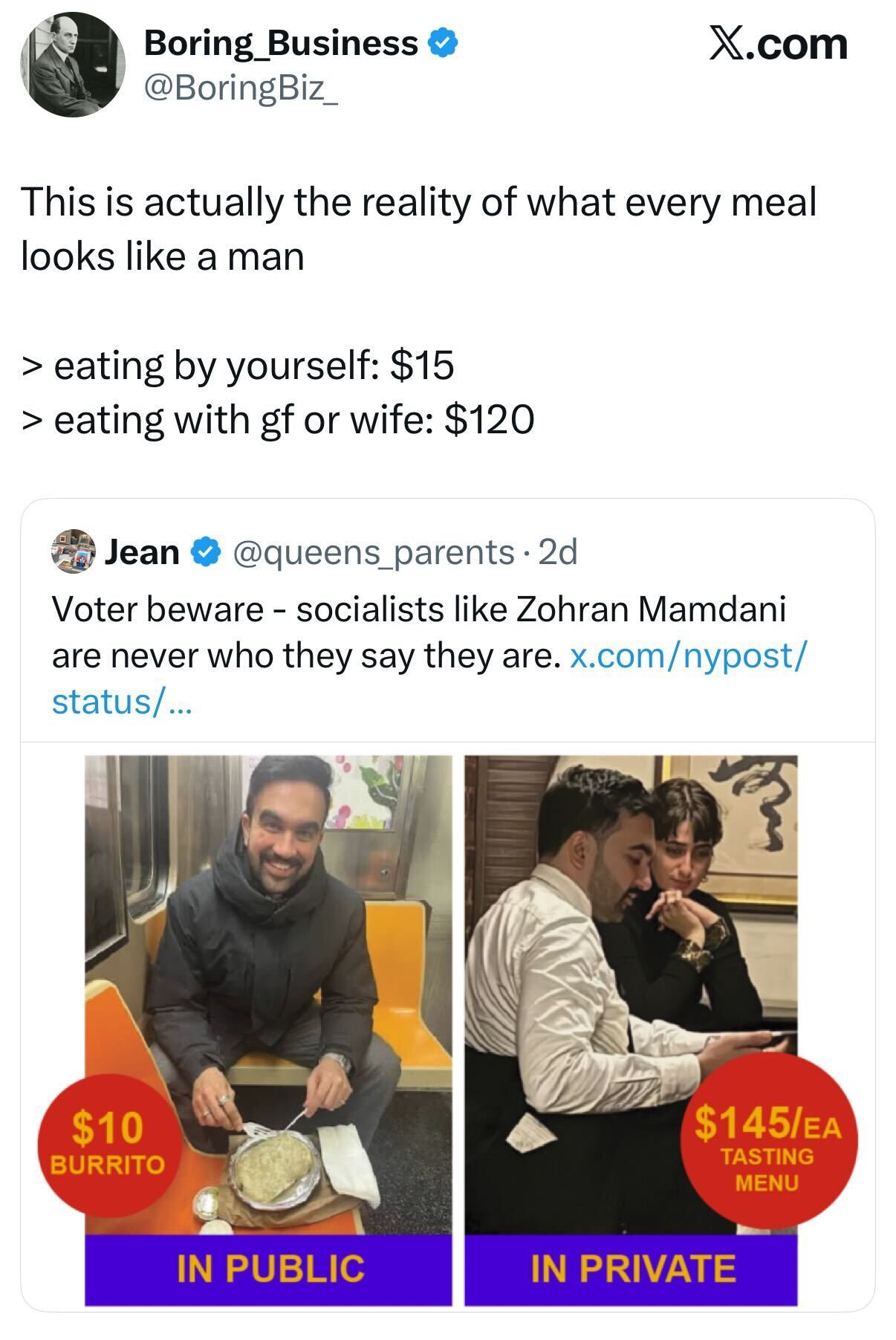 short squeez eating by yourself vs with the gf or wife meme