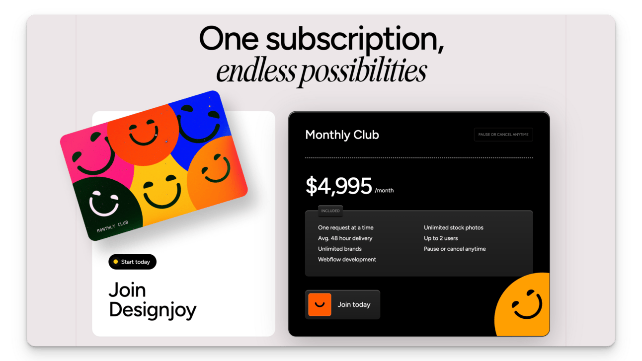 Designjoy monthly membership pricing
