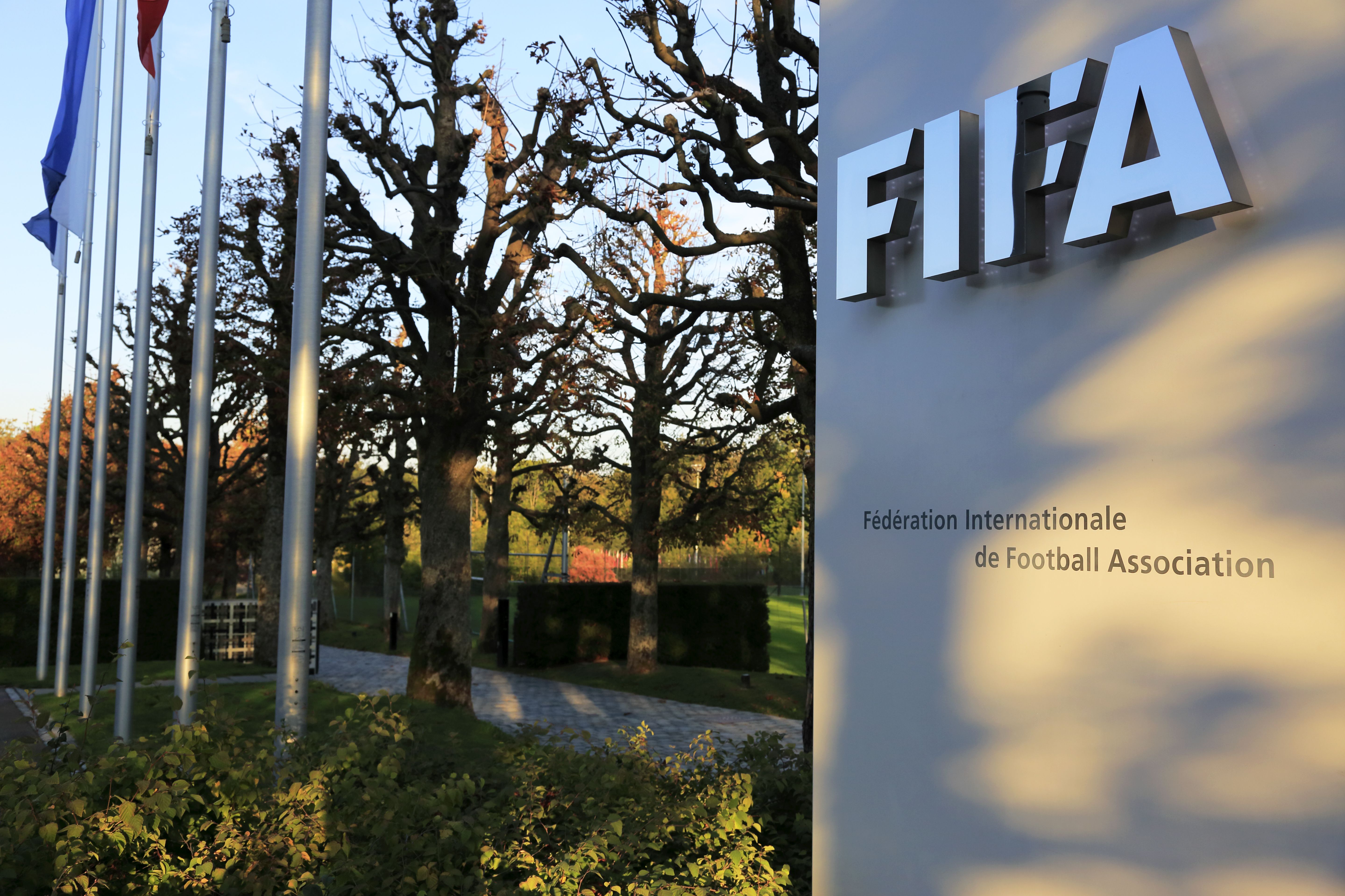 FIFA sign by the FIFA headquarter entrance on northwest of Adlisberg Hill