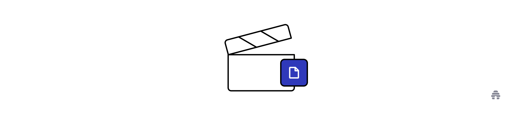 Minimal illustration of a content creation clapperboard with a document icon, representing publishing or creating a newsletter post in a platform like beehiiv.
