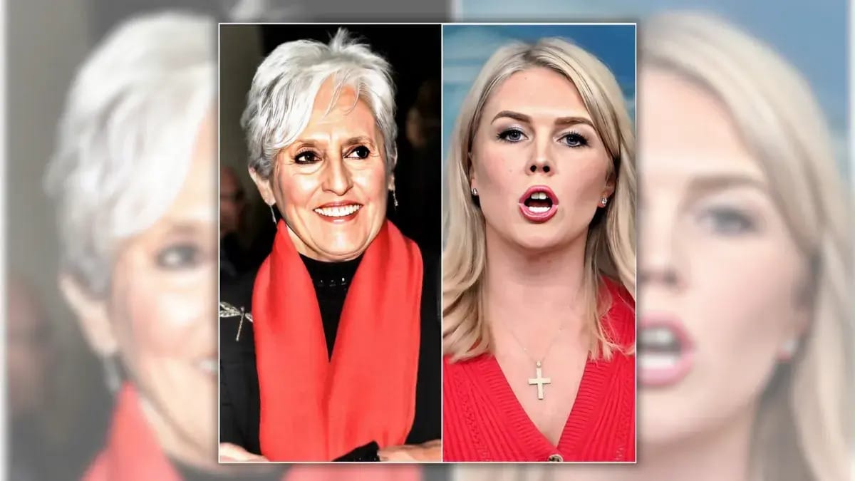 A woman of Hispanic and white descent is pictured next to a white woman. The one on the left has short white hair and is smiling, while the one on the right is talking, has shoulder-length blonde hair and is wearing a cross necklace.