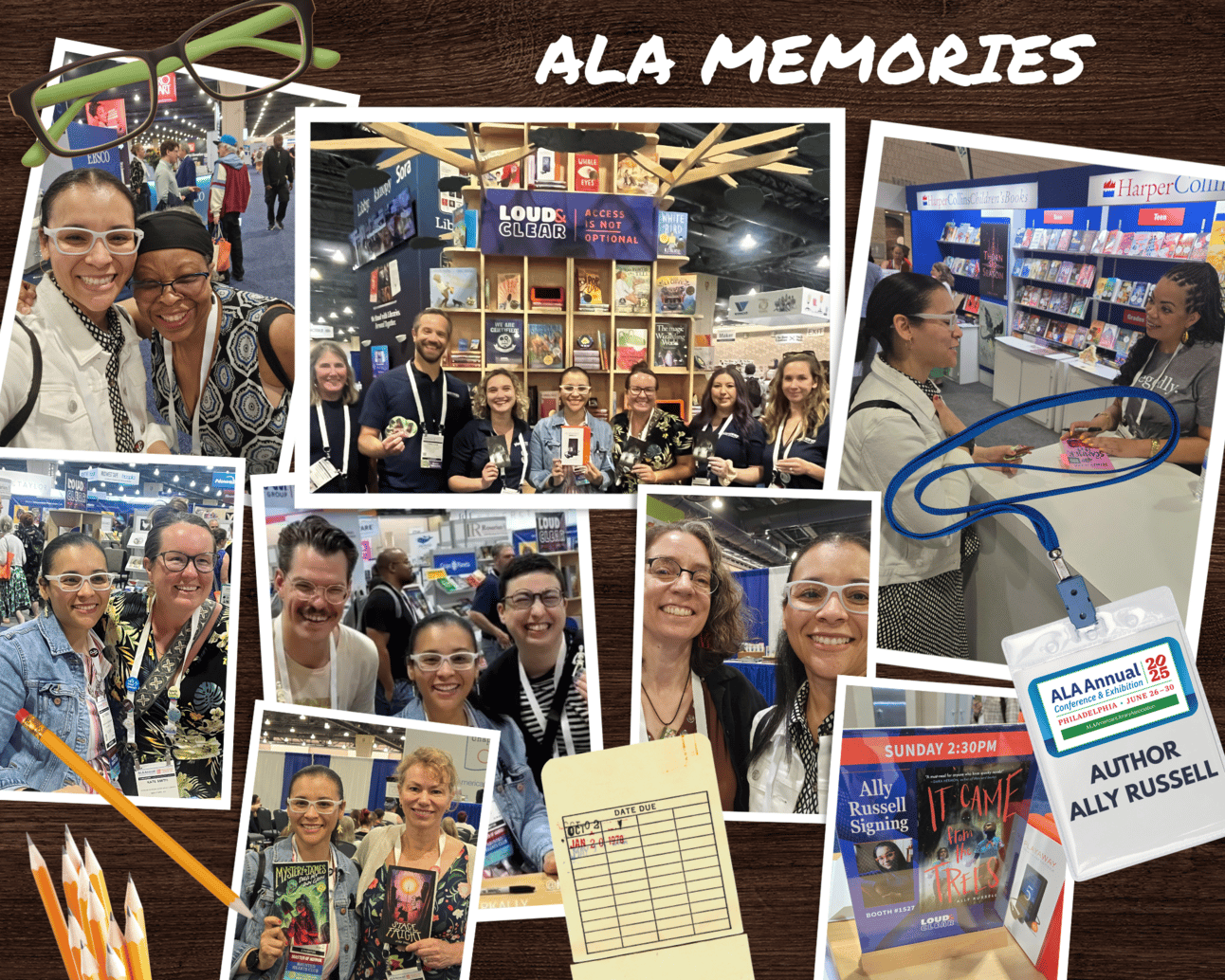 A designed graphic featuring photos of the author's attendance at ALA. 