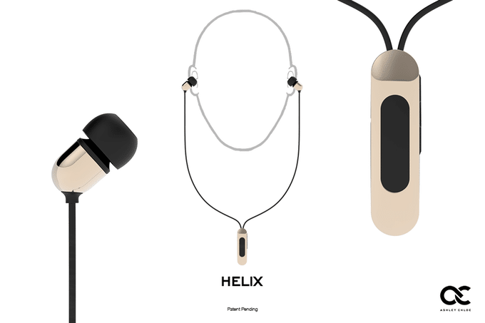 Helix connected bracelet stereo earphones