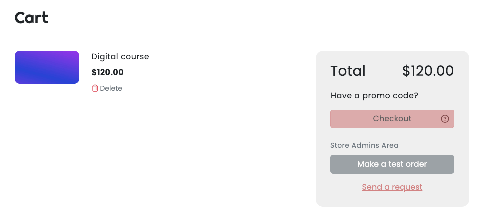 Test order button