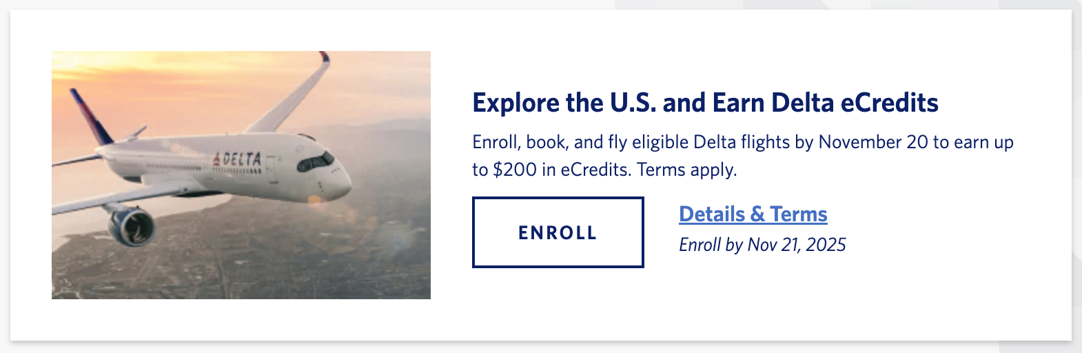 Delta $200 eCredit promo