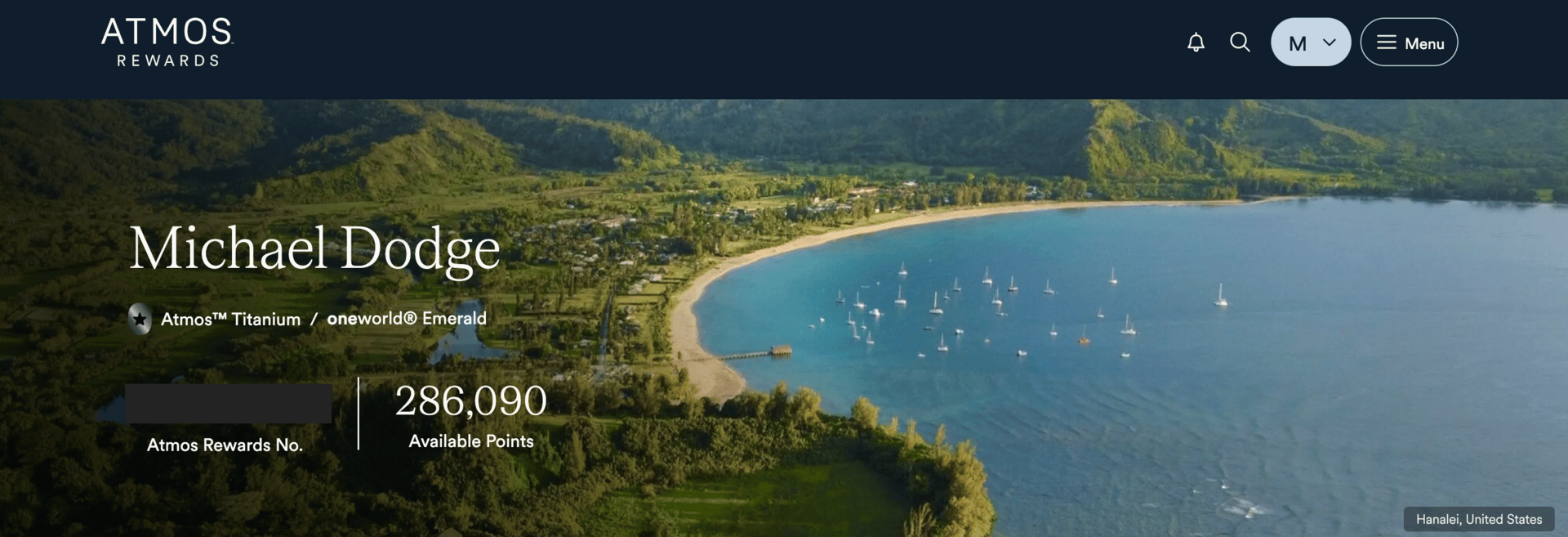 Atmos Rewards Account page