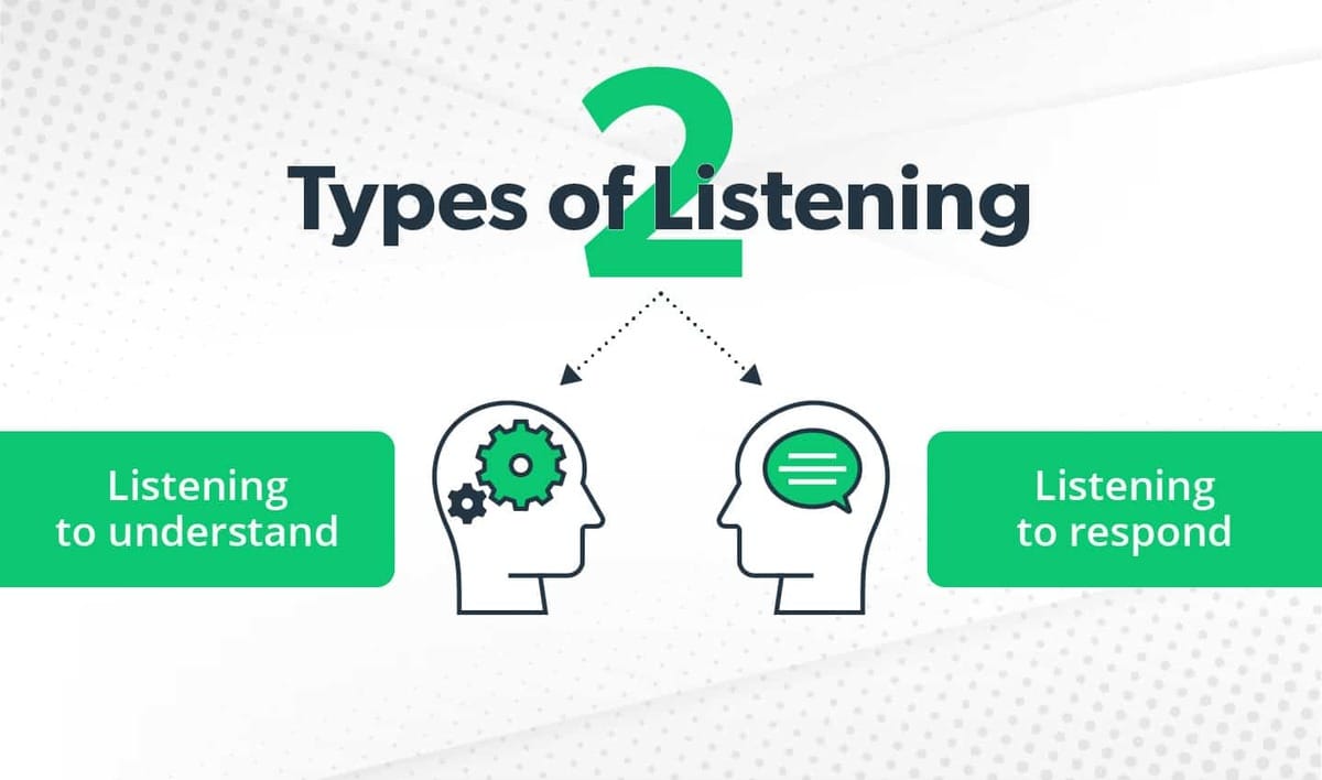 Two types of listening: Listening to understand and listening to respond