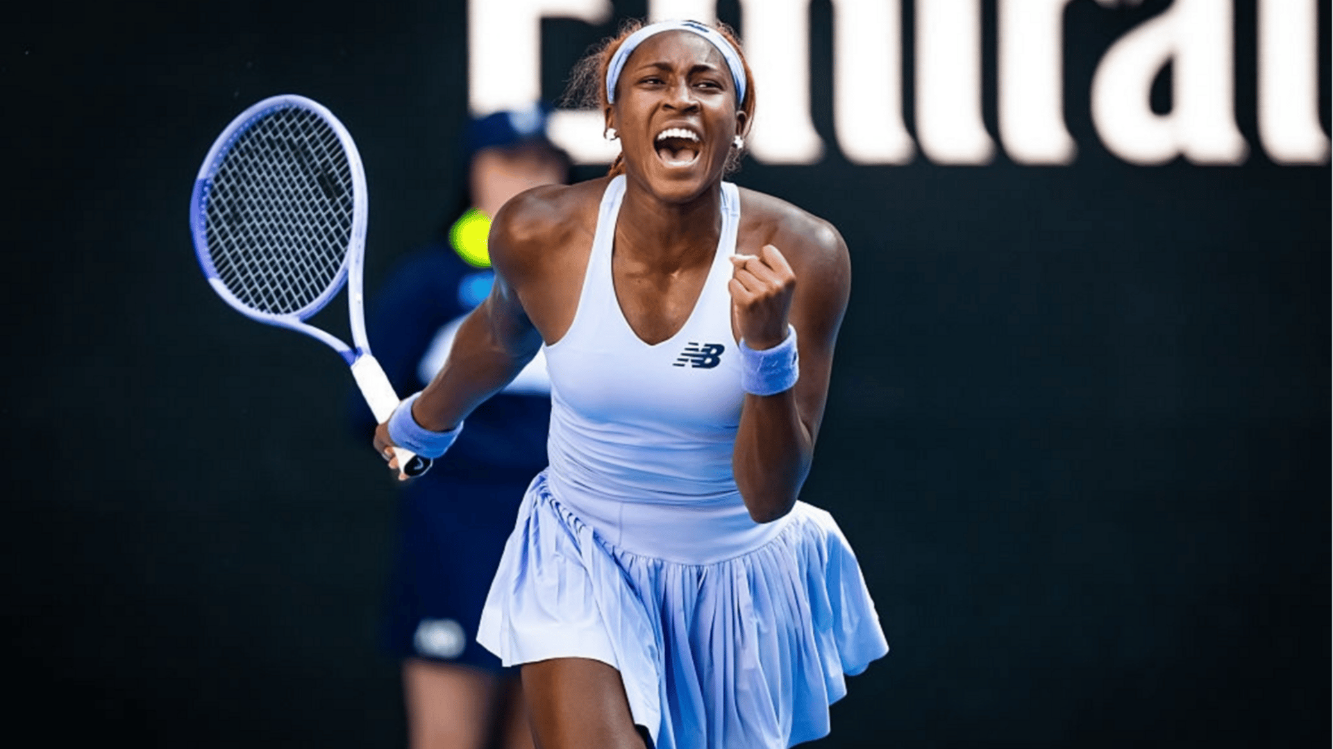 Coco Gauff of the United States in action against Karolina Muchova of the Czech Republic