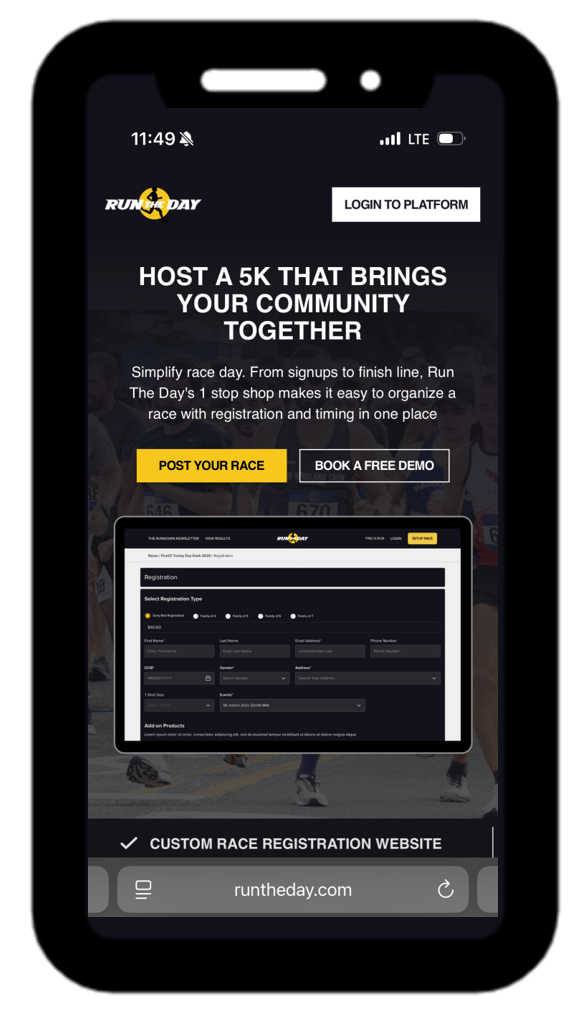 Simplify race day with registration and timing