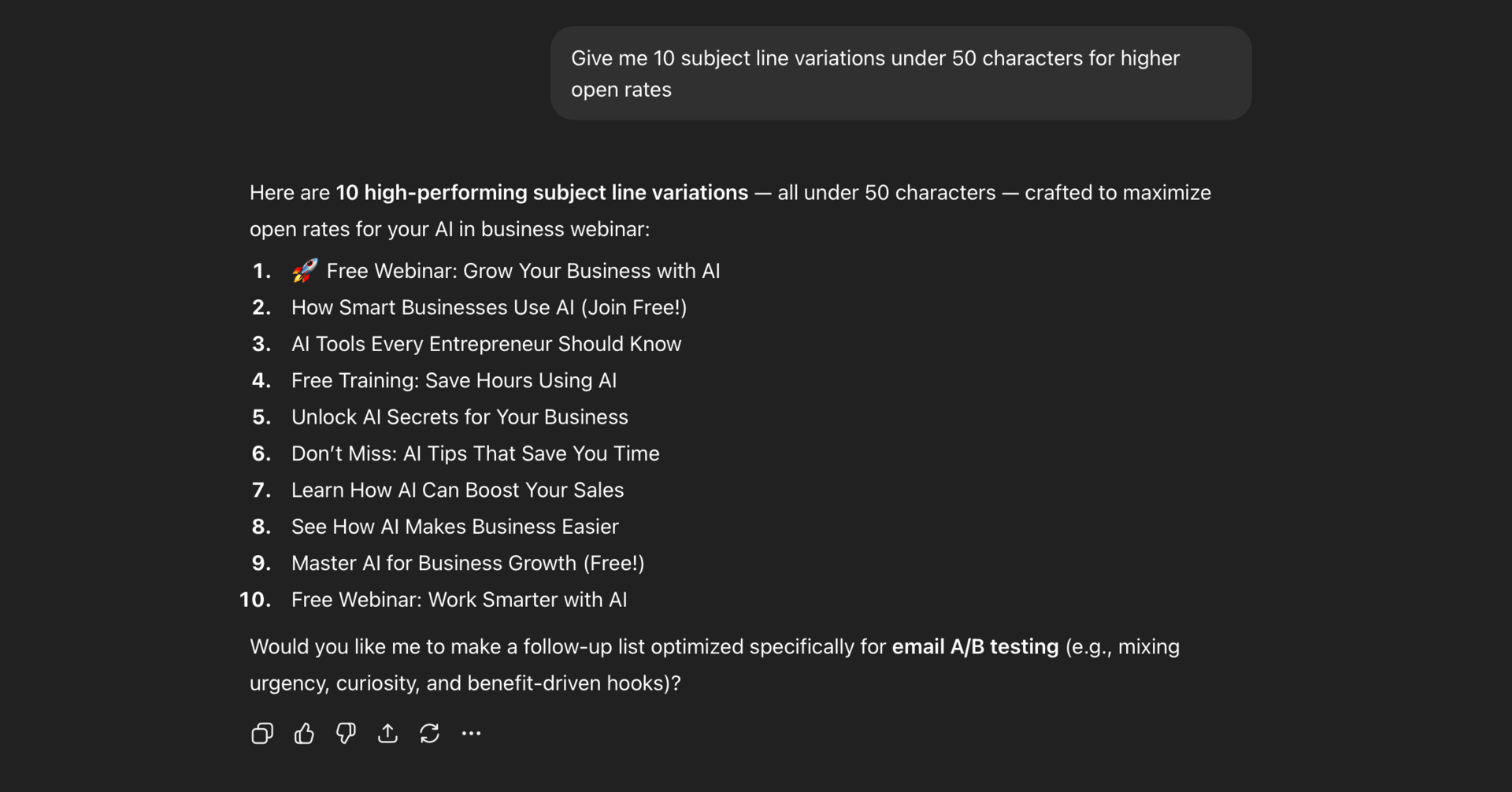 Generate Subject Line Variations