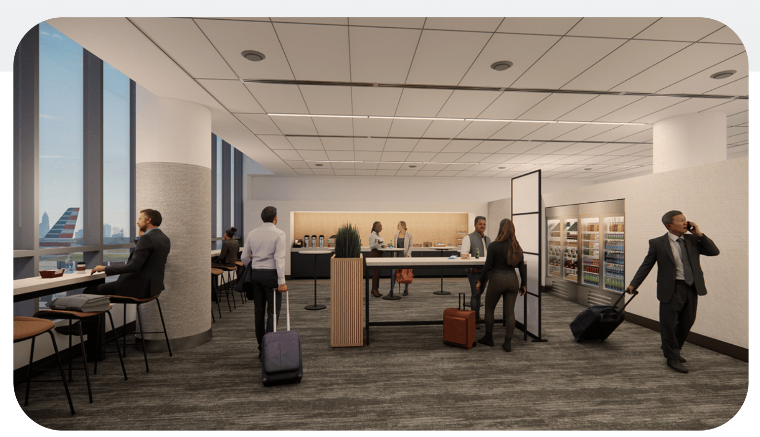 Rendering of new Admirals Club in CLT airport