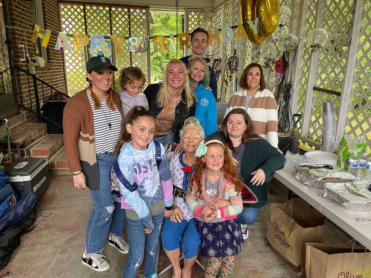 Grandma with her babies on her 80th birthday