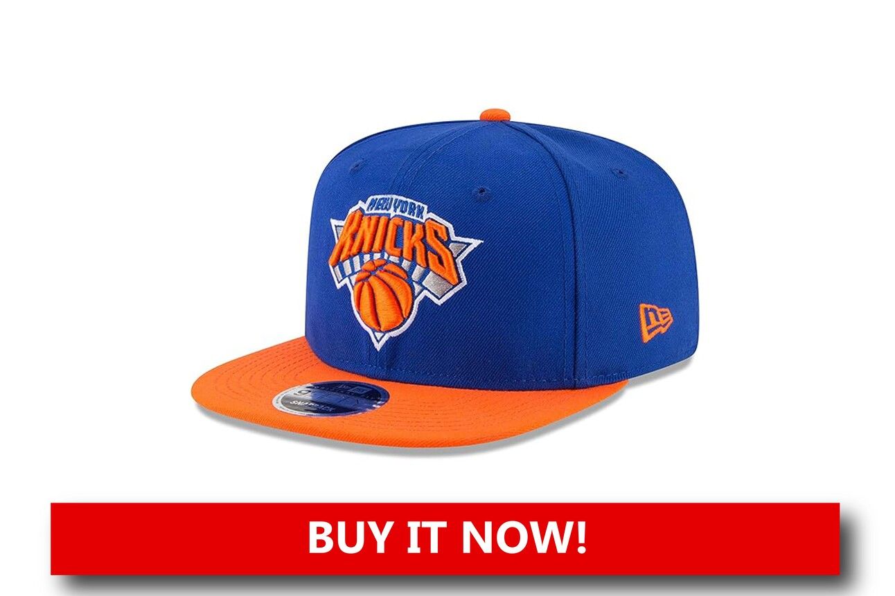 New York Knicks Retro Logo Snapback Hat A snapback hat with the vintage New York Knicks logo embroidered on the front, in team colors with a flat brim and adjustable strap, photographed at an angle for a bold throwback look.