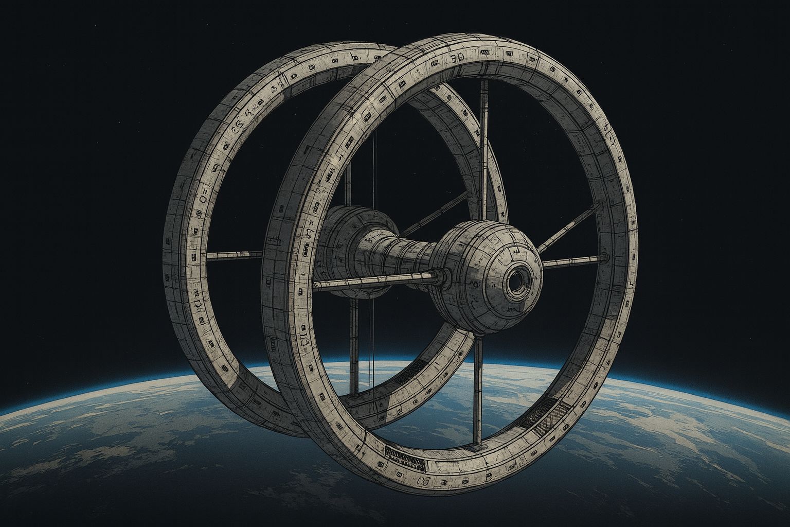 A conceptual rendering of&nbsp;a rotating space station. 