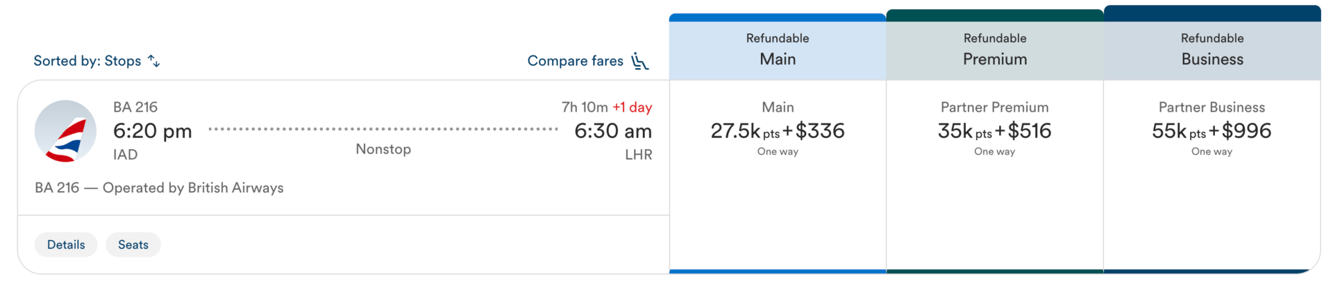 IAD-LHR for 55k Atmos points