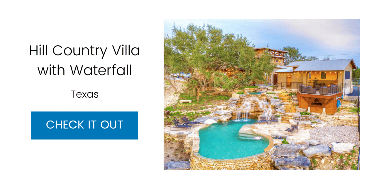 Texas Hill Country villa with waterfall