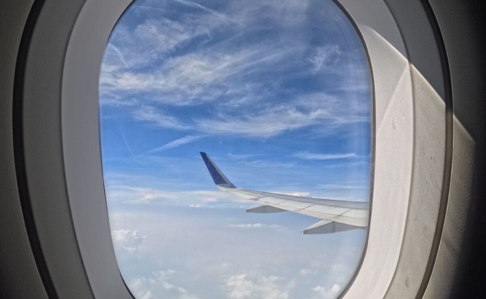 an airplane window view