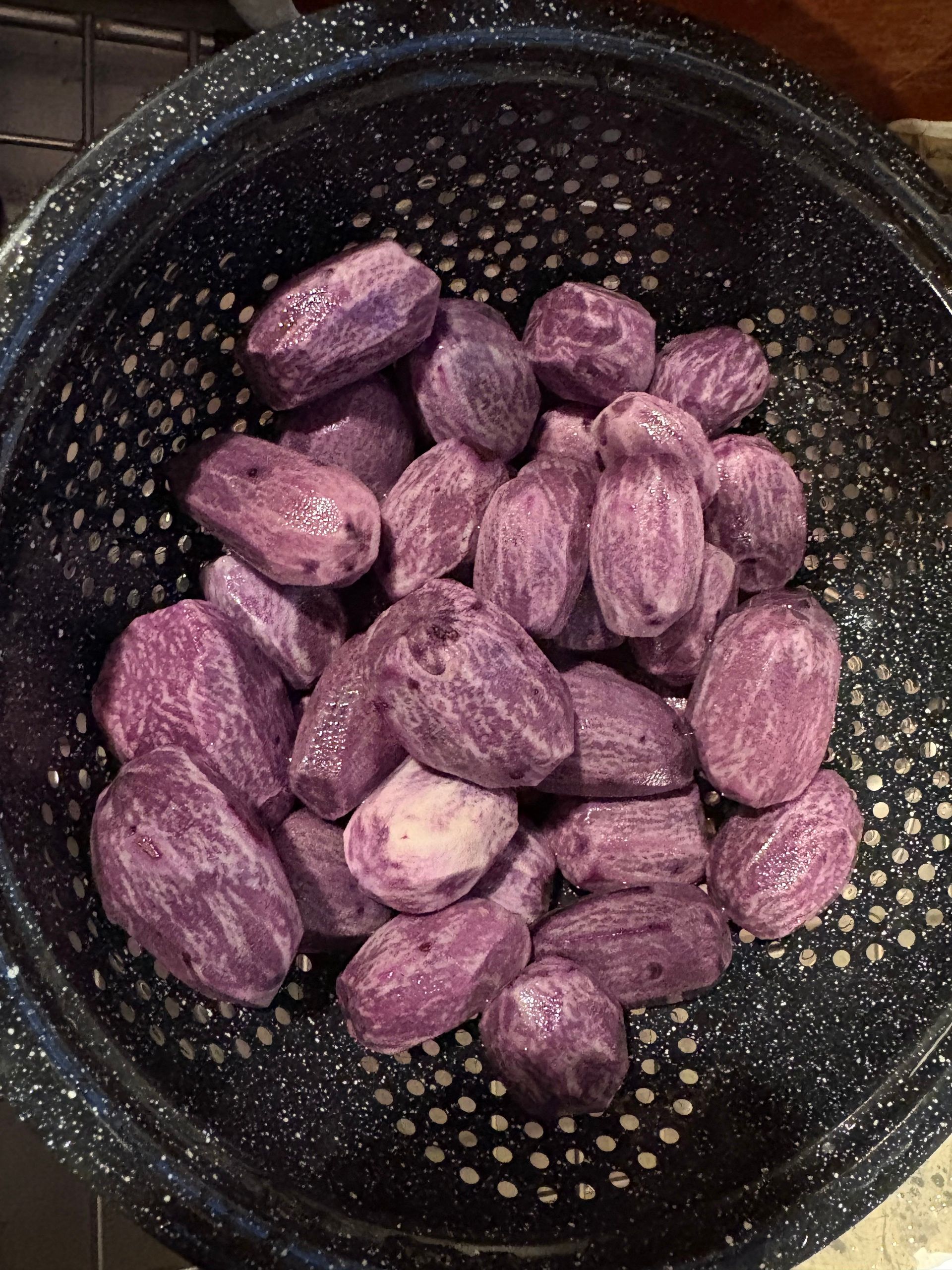 peeled blue taters