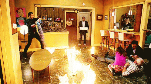 Community Darkest Timeline GIF - Donald Glover Shocked Fire - Discover & Share GIFs
