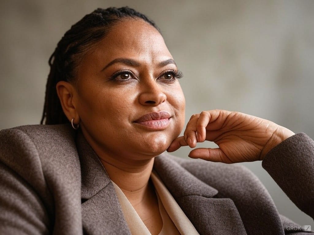 Ava DuVernay on a film set, directing a scene, known for her groundbreaking work in Selma and the documentary 13th.