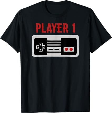 “Player One” Minimalist Tee Alt Text: Minimalist t-shirt with “Player One” text, offering sleek, subtle gamer style with main-character energy.