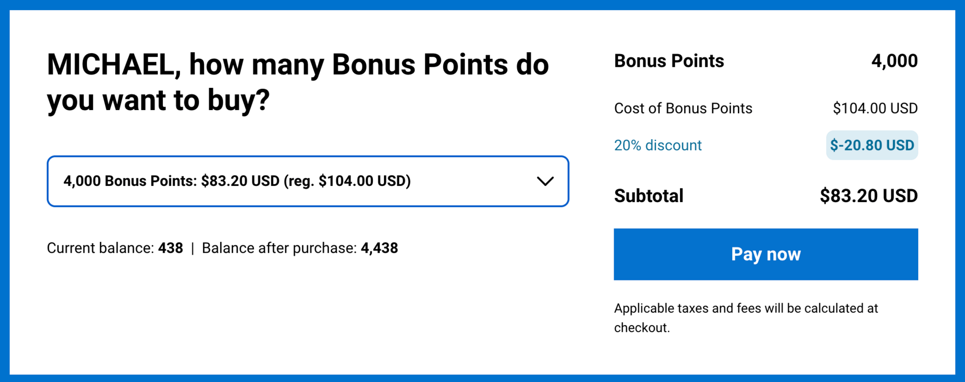 Buy 4,000 Hyatt points for $83