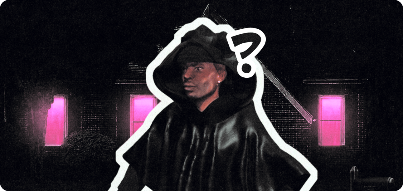 Playboi Carti in front of the Dungeon House