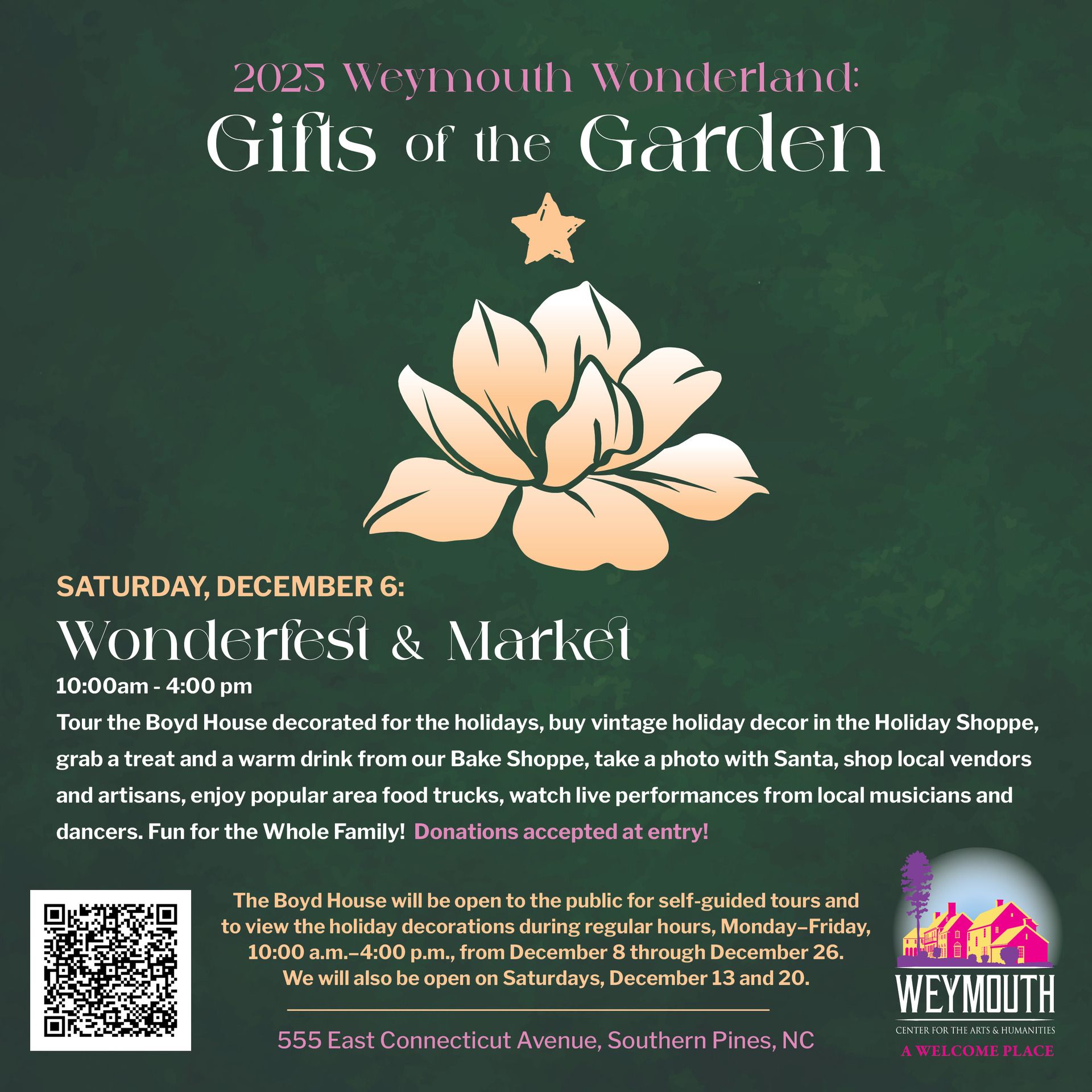 Wonderfest Market at Weymouth Wonderland December 6th, 2025 in Southern Pines, NC