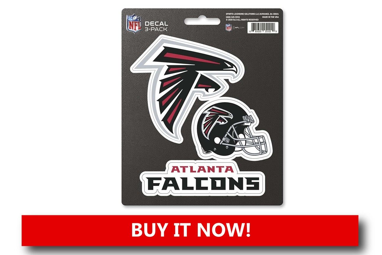 Falcons “Rise Up” Decal Vinyl sticker featuring “Atlanta Falcons” and logo, adds ATL spirit to any surface.