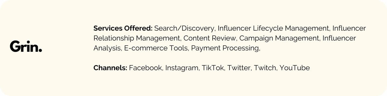 Grin services offered - Best influencer Marketing app - Review by Techkzar