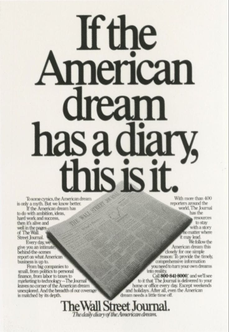 Wall Street Journal ad from the past