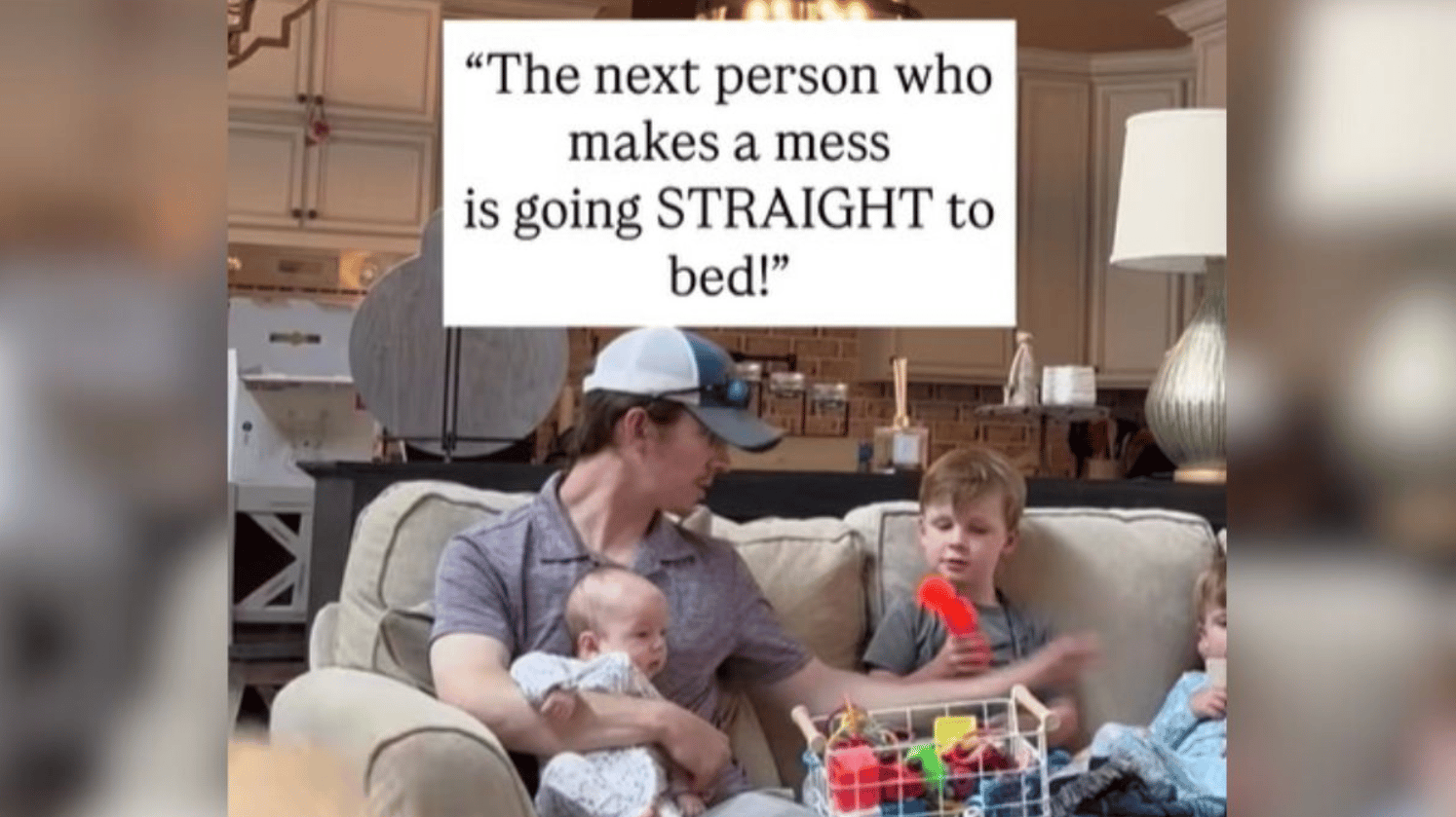 Image shows a dad giving an ultimatum and the mom has an unexpected reaction to it.