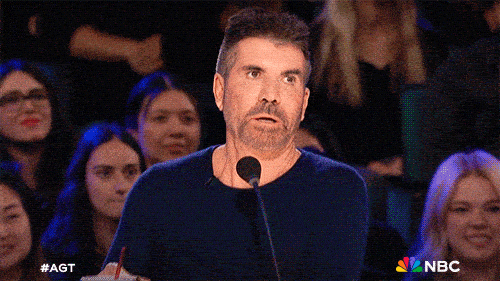 Simon Cowell looking panicked in close up