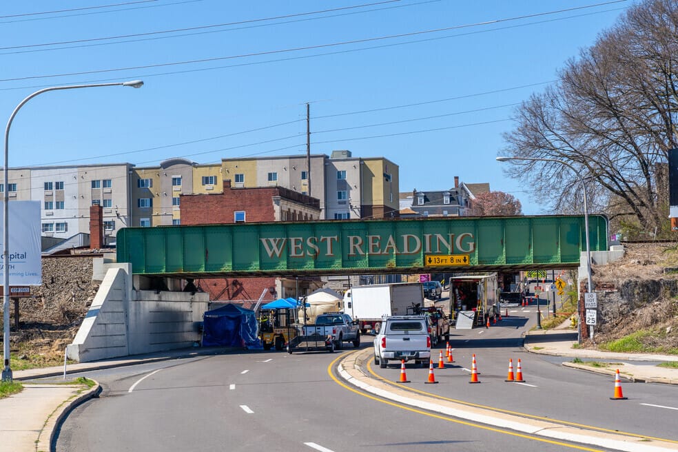 West Reading painted on the railroad bridge