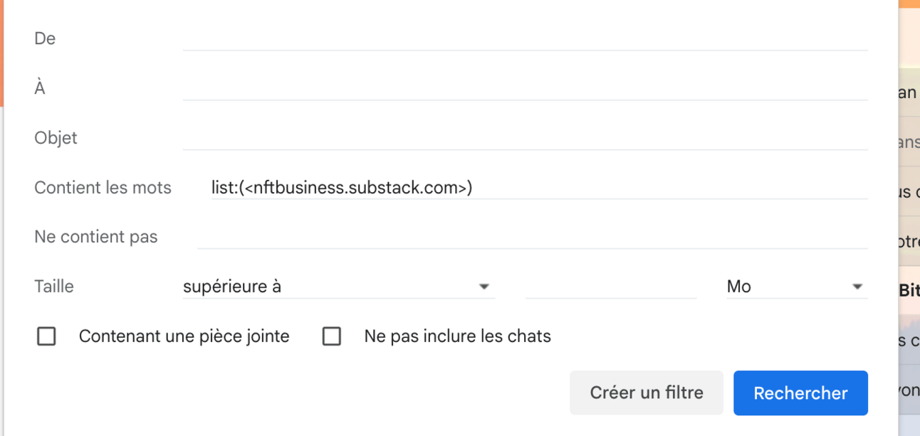 Filtrer des messages gmail