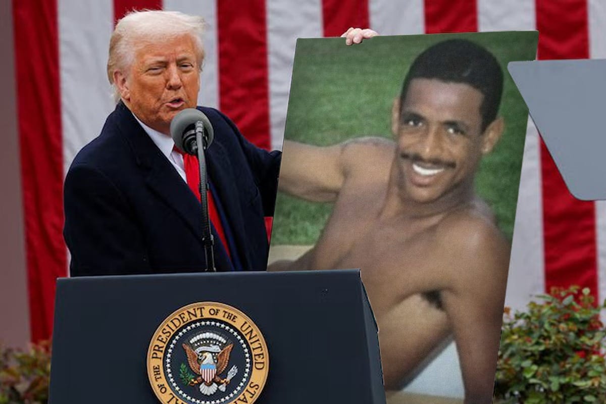 A Vampetaço, or Vampeta-bombing, consists of flooding your foe’s social media mentions with pictures of former footballer Vampeta’s 1999 nude magazine shoot. Donald Trump is the latest target, as this meme shows.