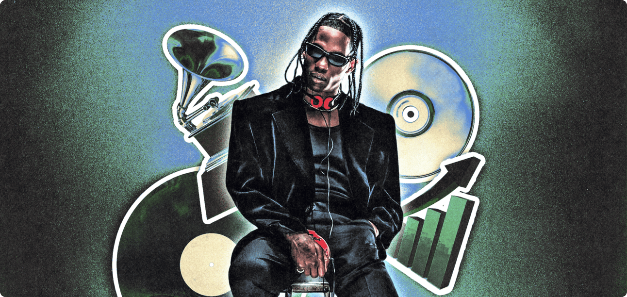 Travis Scott in front of awards