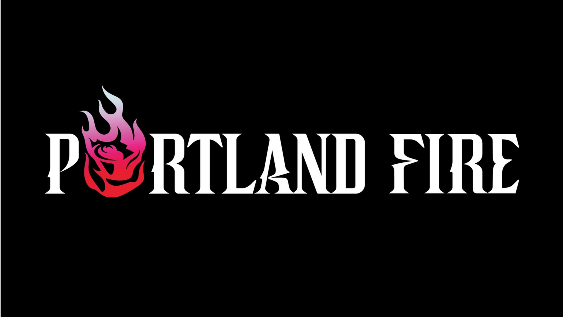The Portland Fire logo, with the O envisioned as a burning rose.