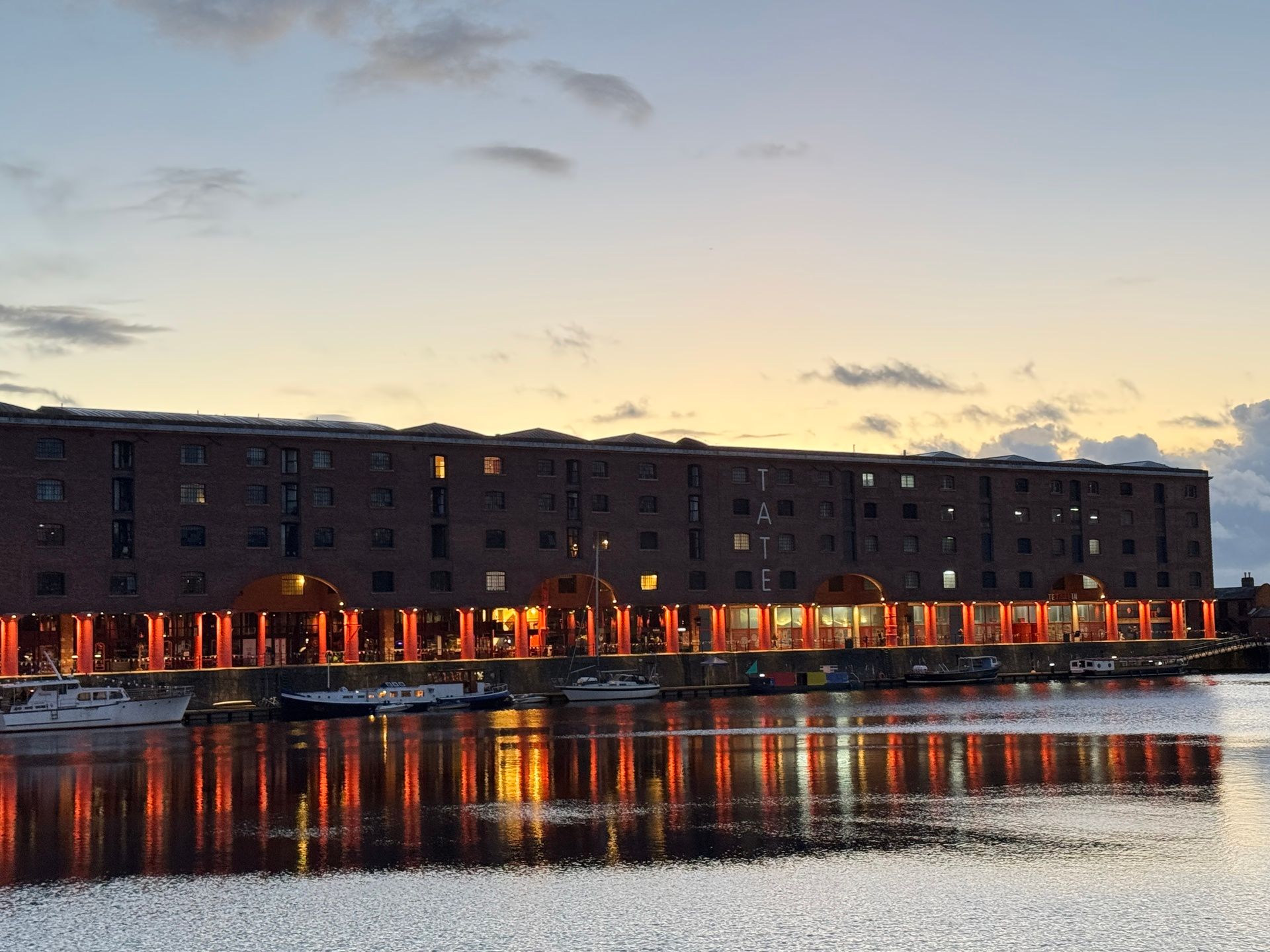 A photo of the Royal Albert Docks at dusk