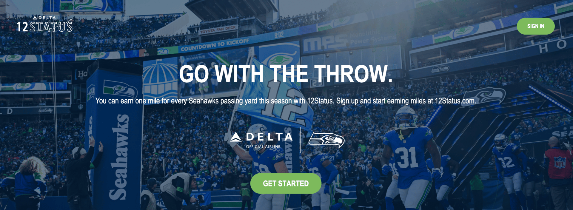 Delta x Seahawks free miles promotion page