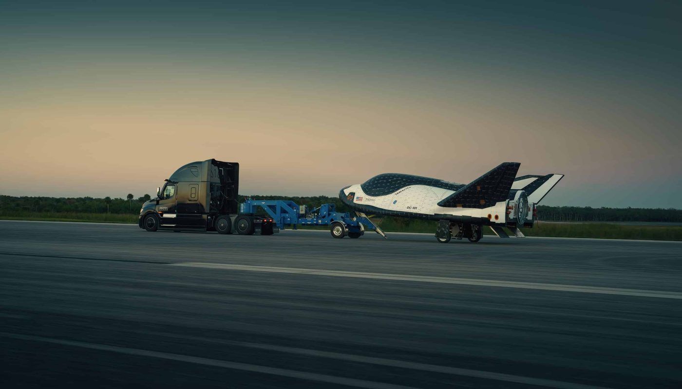 Dream Chaser also underwent tow testing at the Launch and Landing Facility, where a Freightliner Cascadia truck pulled the vehicle at high speeds to validate landing gear, steering, and autonomous navigation parameters.