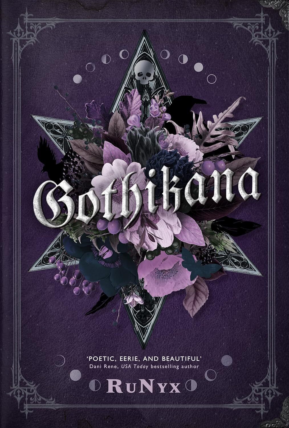 Purple-toned gothic cover with a bouquet of flowers, a skull, and a star motif. Rich, eerie, and romantic.