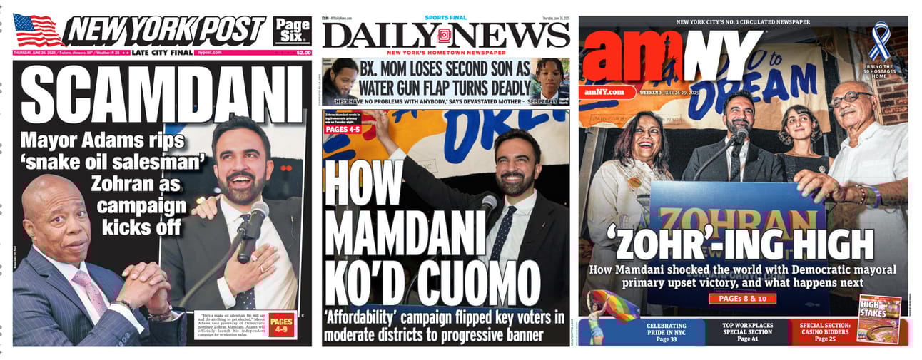 New York Newspaper Front Pages for June 26th, 2025