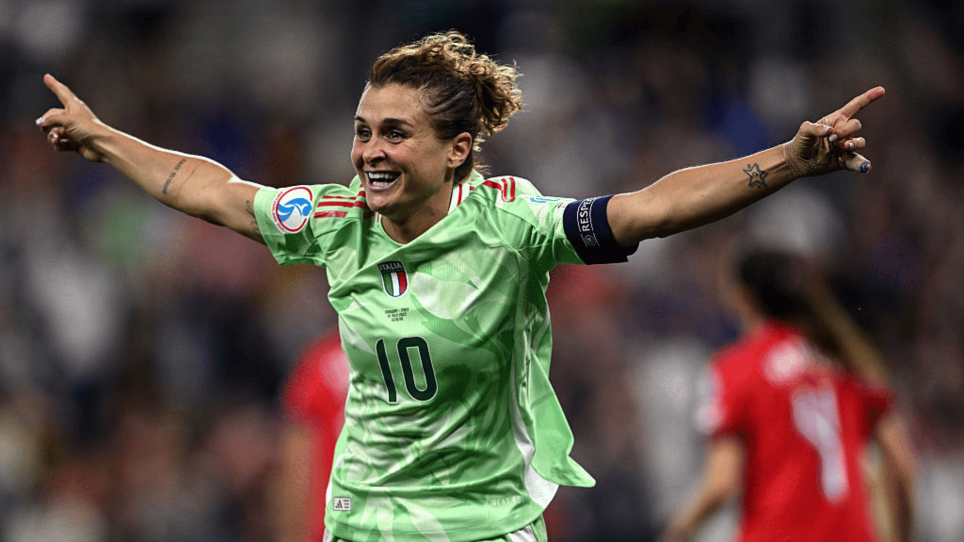 Cristiana Girelli of Italy celebrates her goal during the UEFA Women's EURO 2025 Quarter-Final match